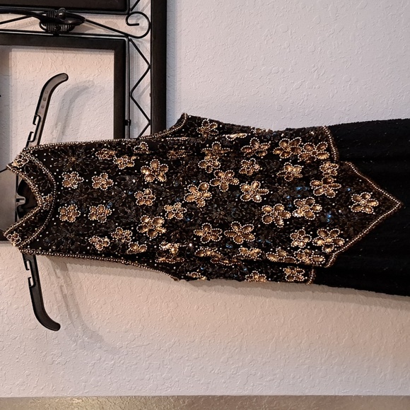 Laurence Kazar Dresses & Skirts - Vintage Laurence Kazar sequin beaded Dress Womens Vintage Large Black Formal